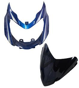 HEAD LIGHT VISOR W/GLASS FIT FOR STAR SPORT LATEST (TYPE-3) METALLIC BLUE WITH WHITE STICKER-AEROSTAR