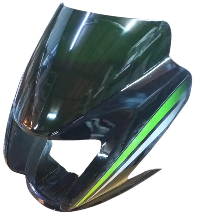 HEAD LIGHT VISOR W/GLASS FIT FOR PASSION PRO (TYPE-3) BLACK WITH GREEN STICKER-AEROSTAR