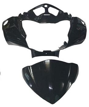 HEAD LIGHT VISOR WITH GLASS FIT FOR ACTIVA 125 BS6 BLACK-AEROSTAR