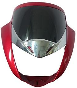 VISOR W/ GLASS & GARNISH UNICORN BS6 CANDY RED-AEROSTAR