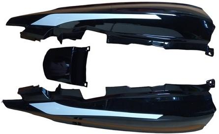REAR COWL (SET OF 3) FIT FOR PASSION XTEC BLACK WITH SILVER STICKER-AEROSTAR