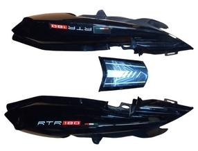 REAR COWL (SET OF 3) FIT FOR APACHE RTR 180 ABS (2019) BLACK WITH STICKER-AEROSTAR